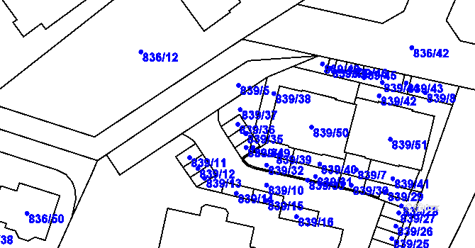 Parcela st. 839/36 v KÚ Zruč, Katastrální mapa