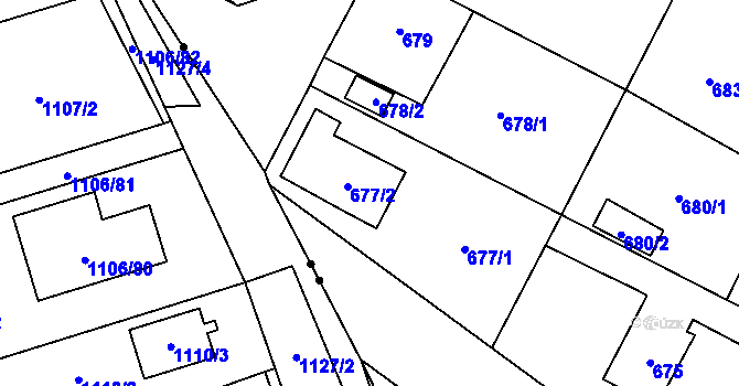 Parcela st. 677/3 v KÚ Zruč, Katastrální mapa