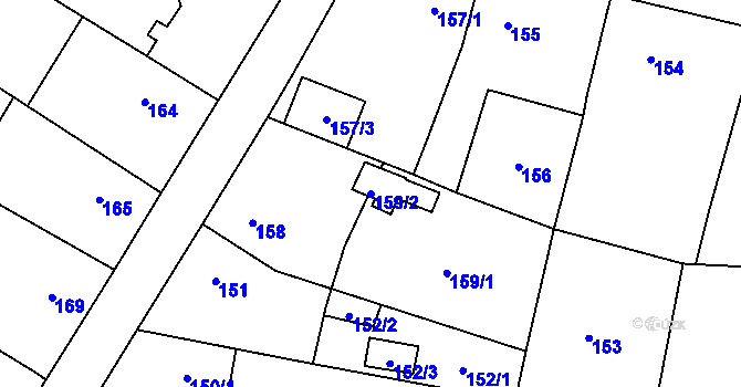 Parcela st. 159/2 v KÚ Zruč, Katastrální mapa