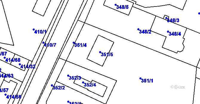 Parcela st. 351/5 v KÚ Zruč, Katastrální mapa
