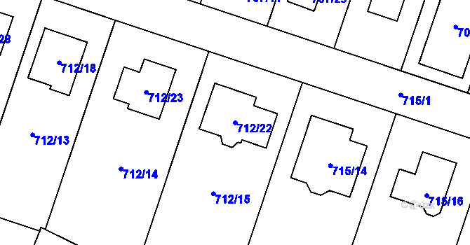 Parcela st. 712/22 v KÚ Zruč, Katastrální mapa
