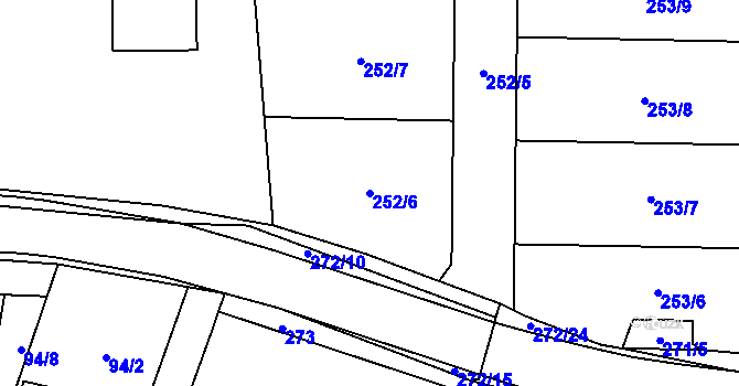 Parcela st. 252/6 v KÚ Zruč, Katastrální mapa
