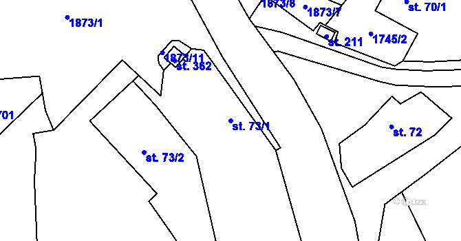 Parcela st. 73/1 v KÚ Nesměřice, Katastrální mapa
