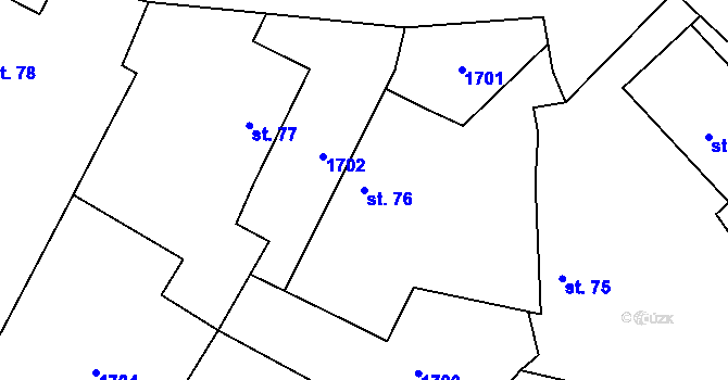 Parcela st. 76 v KÚ Nesměřice, Katastrální mapa
