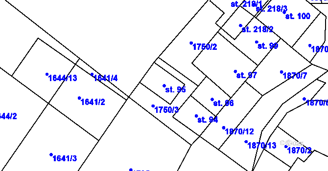 Parcela st. 95 v KÚ Nesměřice, Katastrální mapa