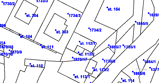 Parcela st. 112/1 v KÚ Nesměřice, Katastrální mapa