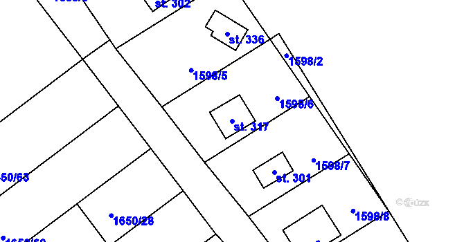Parcela st. 317 v KÚ Nesměřice, Katastrální mapa