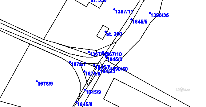Parcela st. 1367/10 v KÚ Nesměřice, Katastrální mapa