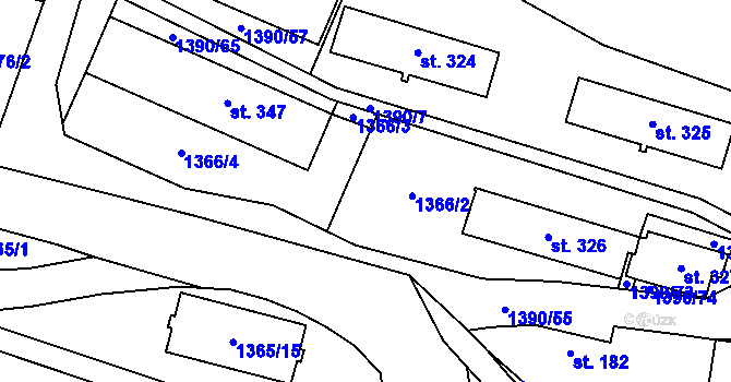 Parcela st. 1390/5 v KÚ Nesměřice, Katastrální mapa