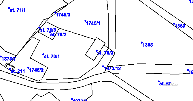 Parcela st. 70/3 v KÚ Nesměřice, Katastrální mapa