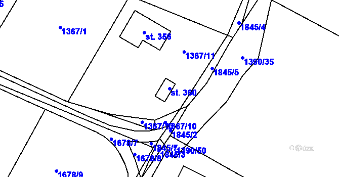 Parcela st. 360 v KÚ Nesměřice, Katastrální mapa