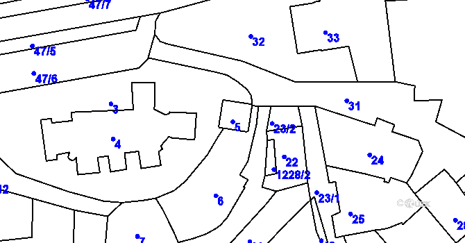Parcela st. 5 v KÚ Zruč nad Sázavou, Katastrální mapa