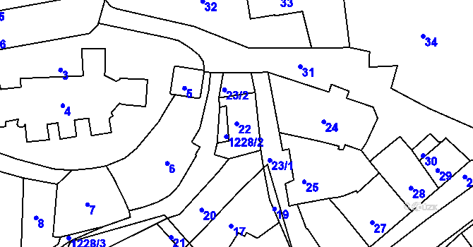 Parcela st. 22 v KÚ Zruč nad Sázavou, Katastrální mapa