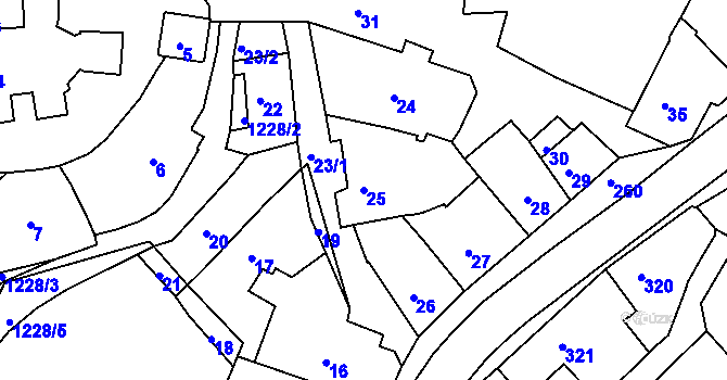 Parcela st. 25 v KÚ Zruč nad Sázavou, Katastrální mapa