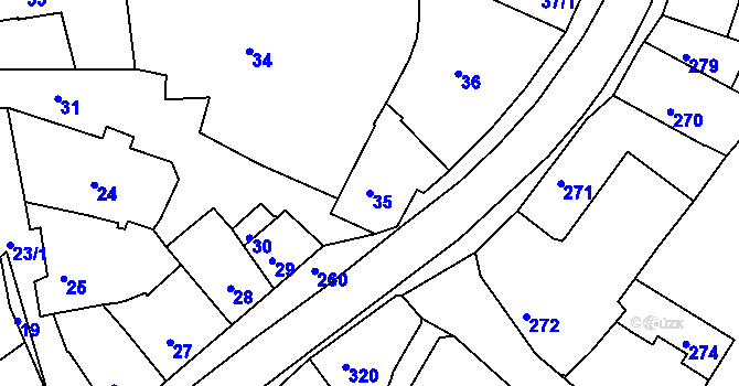 Parcela st. 35 v KÚ Zruč nad Sázavou, Katastrální mapa