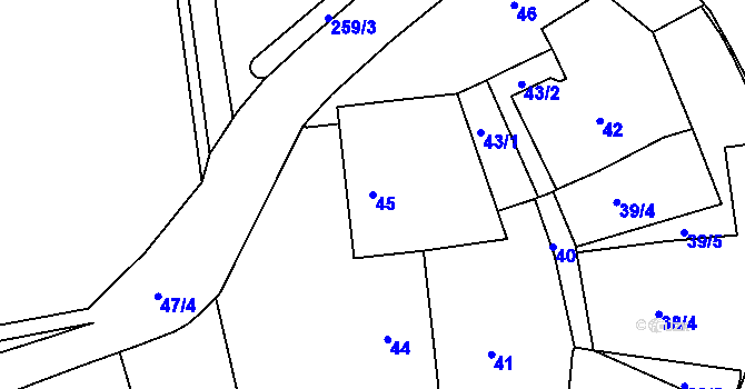 Parcela st. 45 v KÚ Zruč nad Sázavou, Katastrální mapa