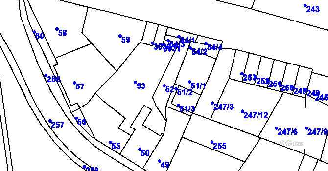 Parcela st. 52 v KÚ Zruč nad Sázavou, Katastrální mapa
