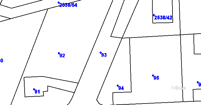 Parcela st. 93 v KÚ Zruč nad Sázavou, Katastrální mapa