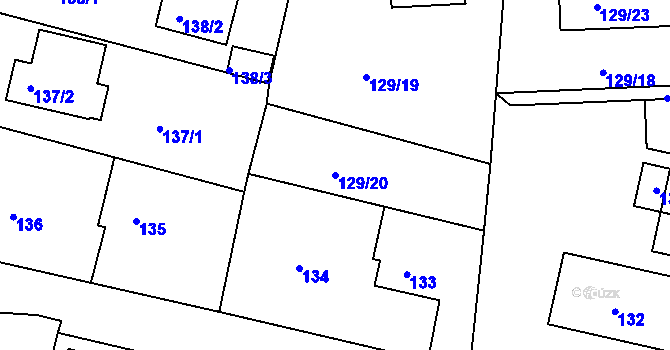 Parcela st. 129/20 v KÚ Zruč nad Sázavou, Katastrální mapa