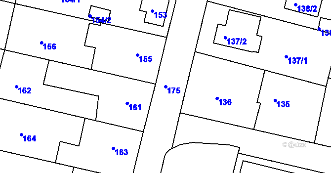 Parcela st. 175 v KÚ Zruč nad Sázavou, Katastrální mapa