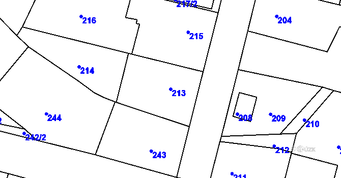 Parcela st. 213 v KÚ Zruč nad Sázavou, Katastrální mapa