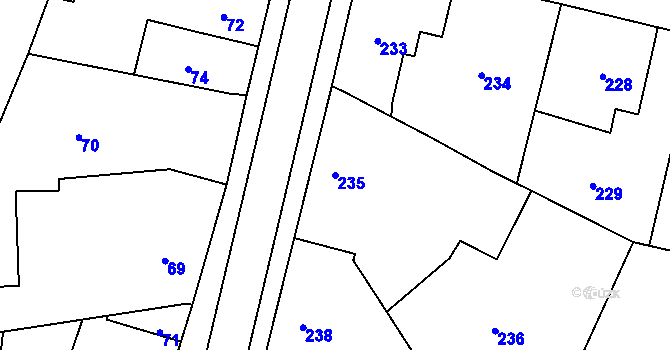 Parcela st. 235 v KÚ Zruč nad Sázavou, Katastrální mapa