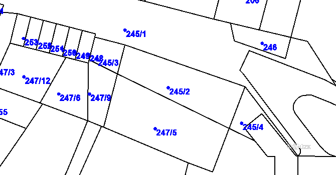 Parcela st. 245/2 v KÚ Zruč nad Sázavou, Katastrální mapa