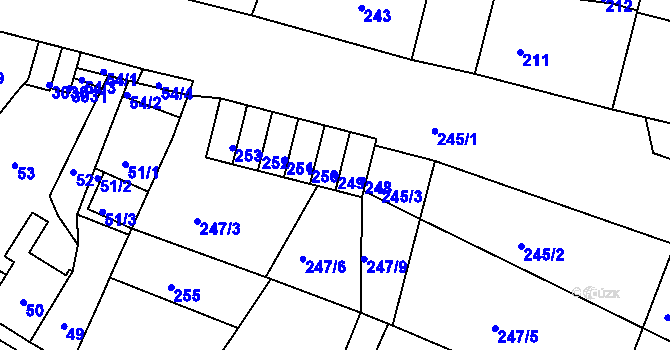 Parcela st. 249 v KÚ Zruč nad Sázavou, Katastrální mapa