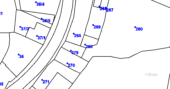 Parcela st. 266 v KÚ Zruč nad Sázavou, Katastrální mapa
