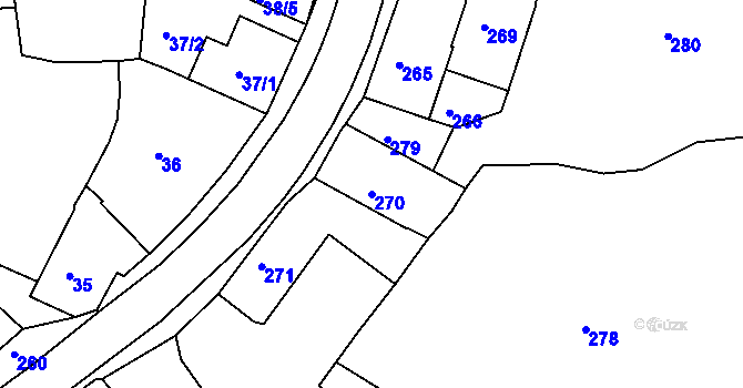 Parcela st. 270 v KÚ Zruč nad Sázavou, Katastrální mapa