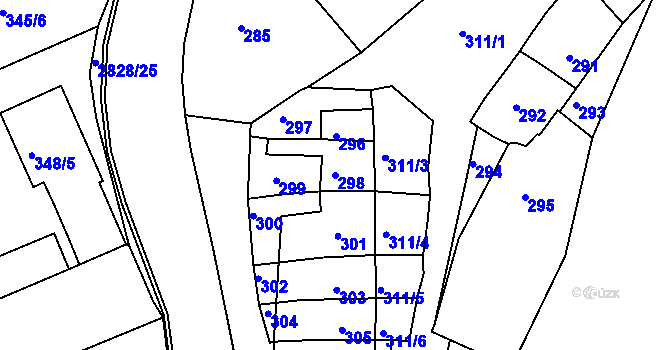 Parcela st. 298 v KÚ Zruč nad Sázavou, Katastrální mapa