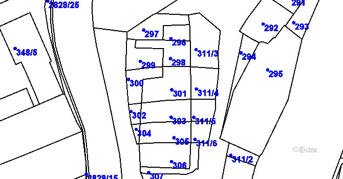 Parcela st. 301 v KÚ Zruč nad Sázavou, Katastrální mapa
