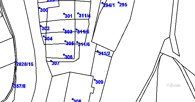 Parcela st. 311/2 v KÚ Zruč nad Sázavou, Katastrální mapa