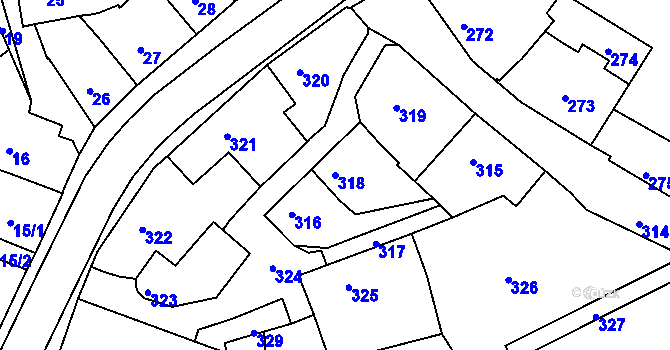 Parcela st. 318 v KÚ Zruč nad Sázavou, Katastrální mapa
