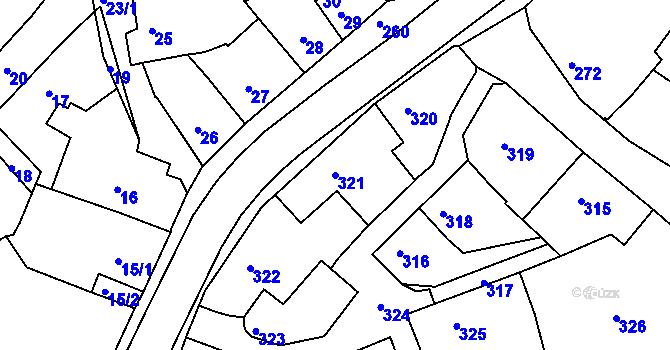 Parcela st. 321 v KÚ Zruč nad Sázavou, Katastrální mapa