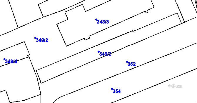 Parcela st. 349/2 v KÚ Zruč nad Sázavou, Katastrální mapa