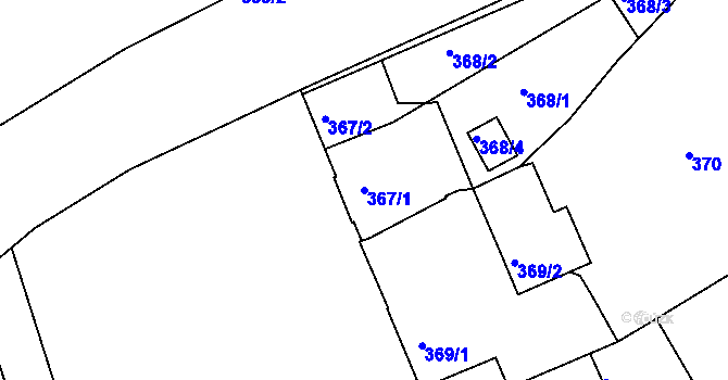 Parcela st. 367/1 v KÚ Zruč nad Sázavou, Katastrální mapa