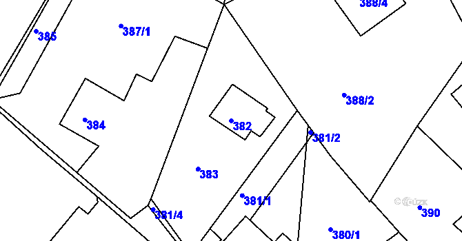 Parcela st. 382 v KÚ Zruč nad Sázavou, Katastrální mapa