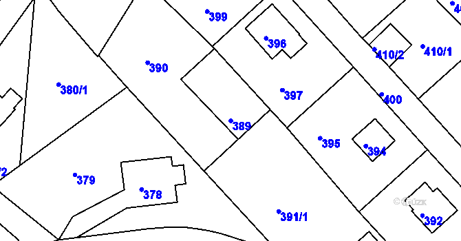Parcela st. 389 v KÚ Zruč nad Sázavou, Katastrální mapa