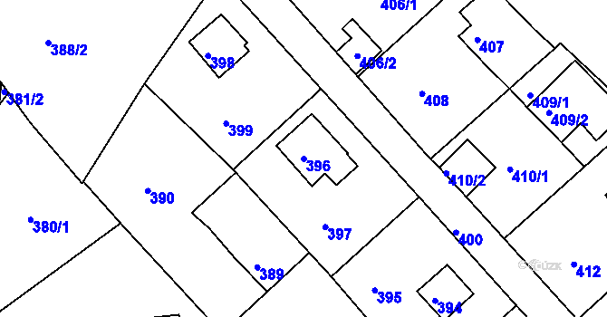 Parcela st. 396 v KÚ Zruč nad Sázavou, Katastrální mapa