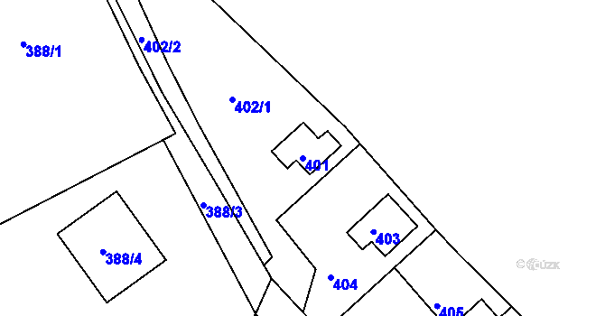 Parcela st. 401 v KÚ Zruč nad Sázavou, Katastrální mapa