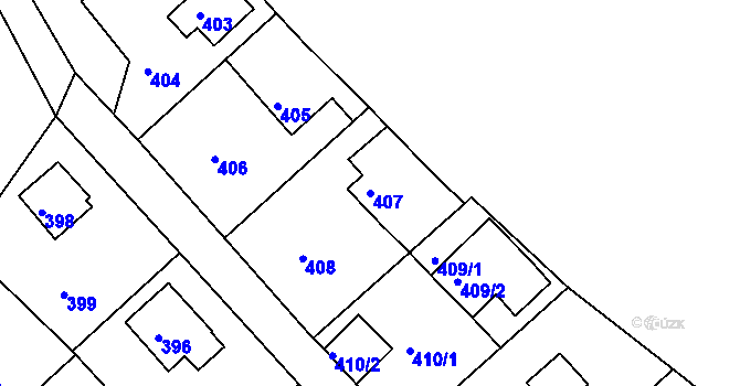 Parcela st. 407 v KÚ Zruč nad Sázavou, Katastrální mapa