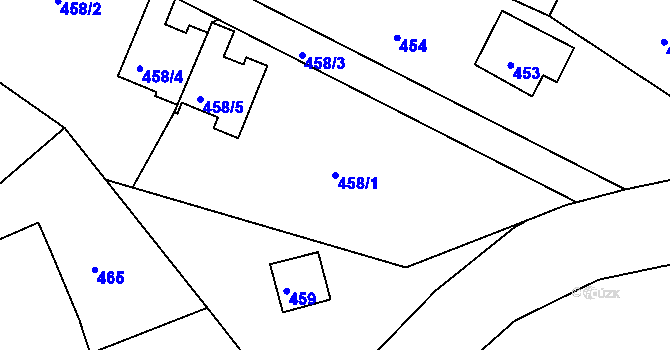Parcela st. 458/1 v KÚ Zruč nad Sázavou, Katastrální mapa