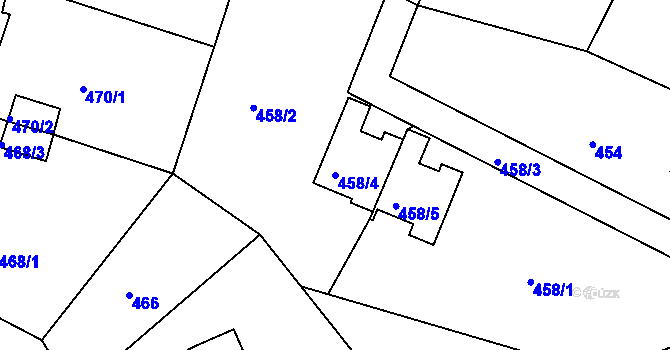 Parcela st. 458/4 v KÚ Zruč nad Sázavou, Katastrální mapa