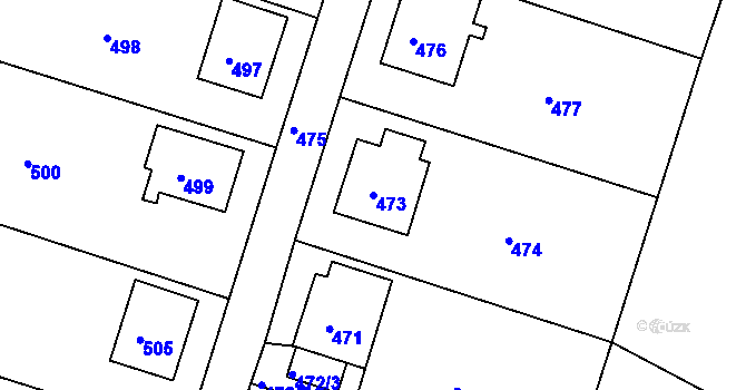 Parcela st. 473 v KÚ Zruč nad Sázavou, Katastrální mapa