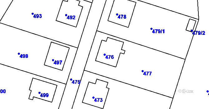 Parcela st. 476 v KÚ Zruč nad Sázavou, Katastrální mapa