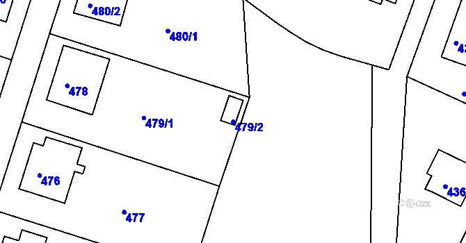 Parcela st. 479/2 v KÚ Zruč nad Sázavou, Katastrální mapa