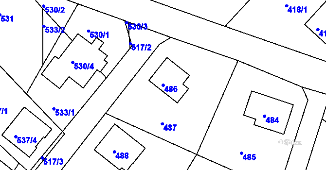 Parcela st. 486 v KÚ Zruč nad Sázavou, Katastrální mapa