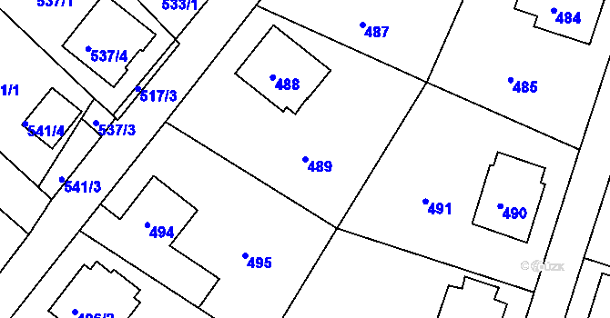 Parcela st. 489 v KÚ Zruč nad Sázavou, Katastrální mapa
