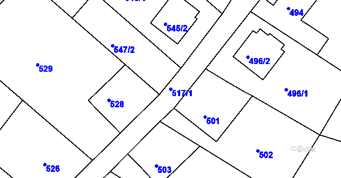 Parcela st. 517/1 v KÚ Zruč nad Sázavou, Katastrální mapa